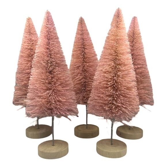 Anthropologie Pink 12” Bottlebrush Tree Lot - Set of 5 Trees - Picture 1 of 3